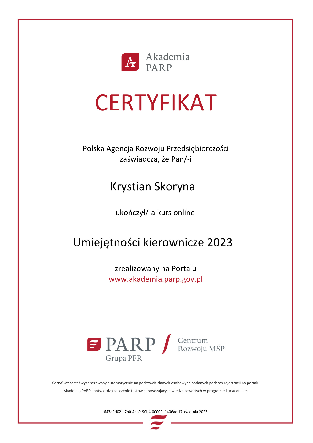 Umiejętności kierownicze — Akademia PARP (Polska Agencja Rozwoju Przedsiębiorczości)